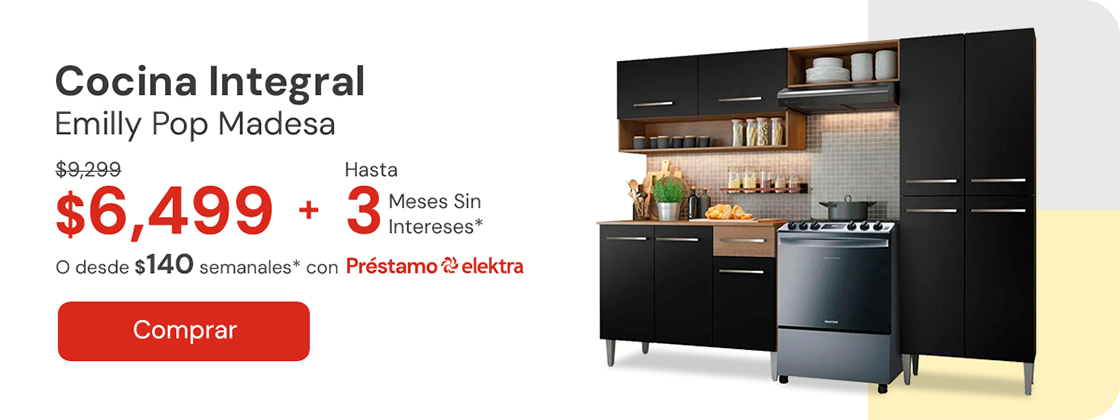 Cocina Integral Compacta 229cm Emilly Pop Madesa 02 De: $9,299 A: $6,499 Desde $140 semanales o hasta 3 MSI