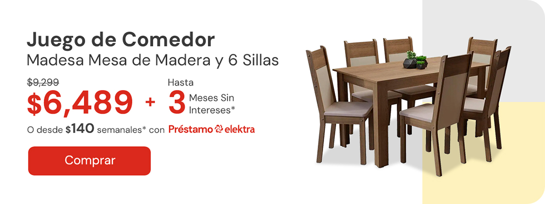 Juego Comedor Madesa Medelin Mesa Tablero de Madera y 6 Sillas MCB De: $9,299 A: $6,489 Desde $140 semanales o hasta 3 MSI