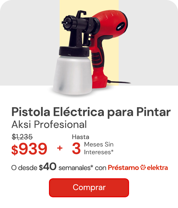 PISTOLA ELECTRICA PARA PINTAR AKSI DE 550W PROFESIONAL $1,235 $939 Desde $40 semanales o hasta 3 MSI