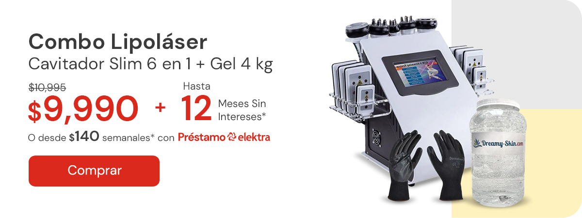 "Lipolaser Cavitador Slim 5 en 1 con 8 almoadillas $10,995 $9,990 Hasta 12 MSI Desde $140 semanales"