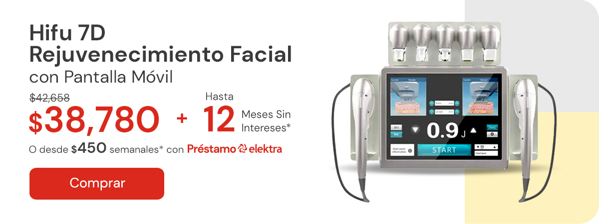 "HIFU Rejuvenecimiento Facial 7D - Pantalla movil $42,658 $38,780 Hasta 12 MSI Desde $450 semanales"