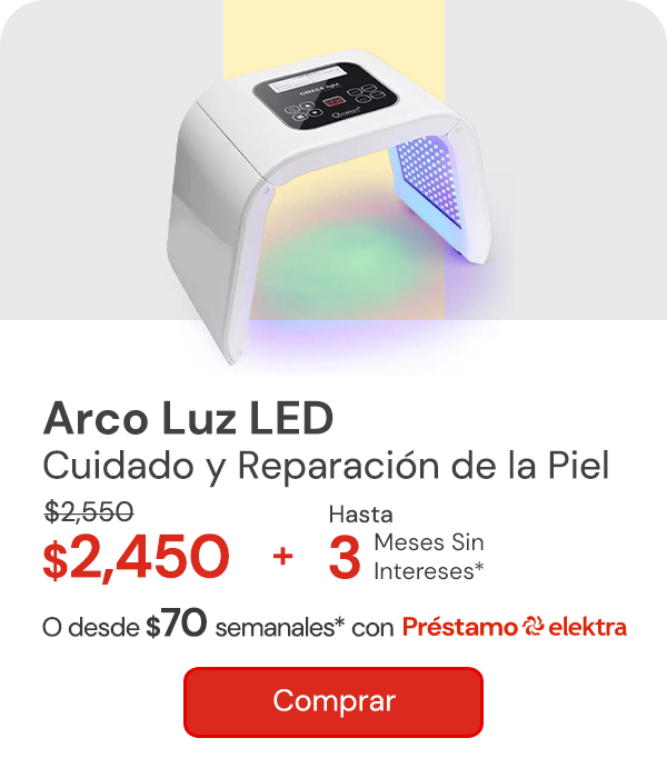 "Arco Luz Led 7 Colores Cuidado y Reparación de Piel $2,550 $2,450 Hasta 3 MSI Desde $70 semanales"