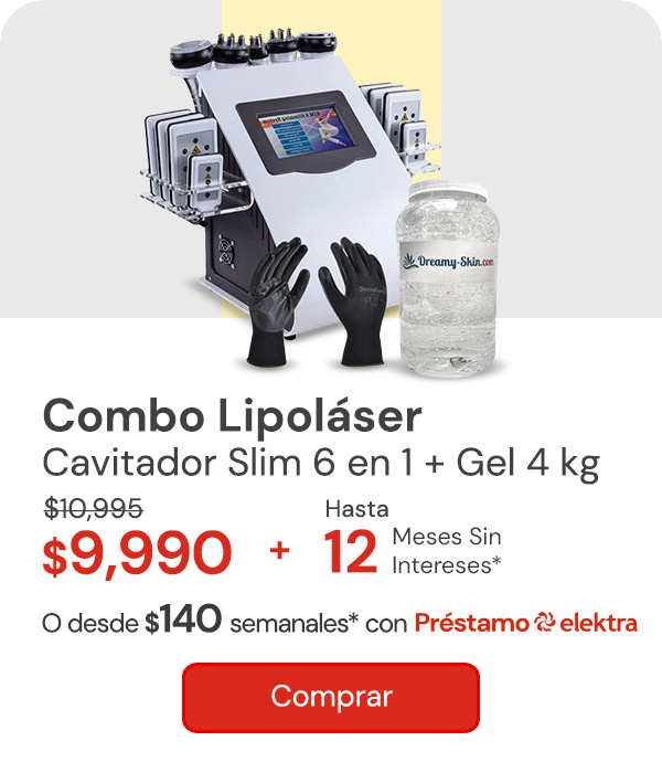 "Lipolaser Cavitador Slim 5 en 1 con 8 almoadillas $10,995 $9,990 Hasta 12 MSI Desde $140 semanales"