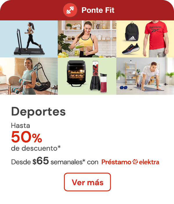 Ponte Fit y Cumple tus Propósitos, Set de pesas, Equipo Deportivo, Proteínas y más hasta 50% de descuento