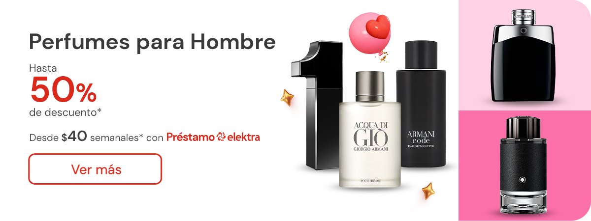 "PERFUMES HOMBRE hasta 50% de descuento desde $40 semanales"