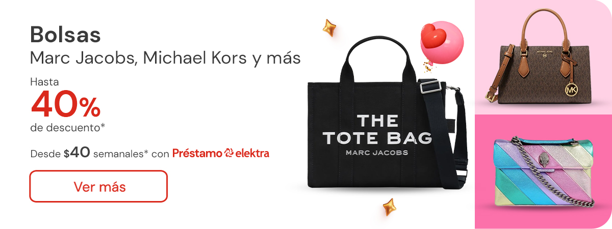 "BOLSAS MARC JACOBS, MICHAEL KORS, COACH , KURT GEIGER y más hasta 40% de descuento Desde $40 semanales"