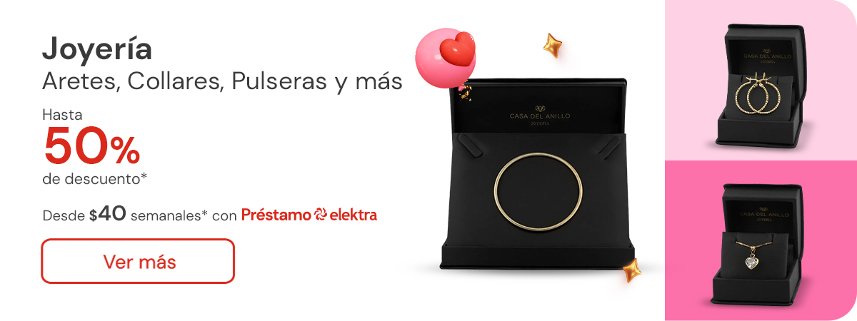 "JOYERÍA Aretes, collares, pulseras, anillos, sets y más con hasta hasta 50% de descuento Desde $40 semanales"