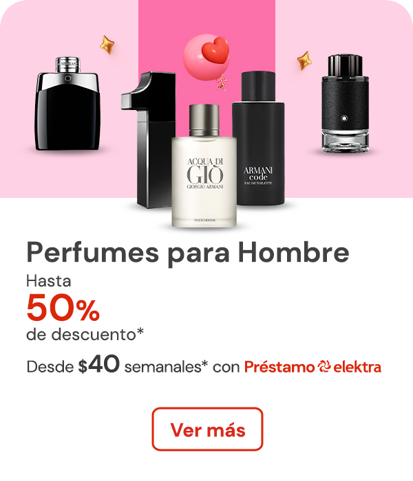 "PERFUMES HOMBRE hasta 50% de descuento desde $40 semanales"