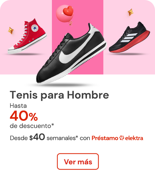 "TENIS HOMBRE hasta 40% de descuento Desde $40 semanales"