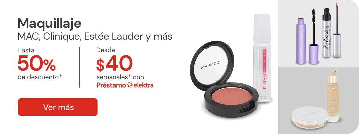 "MAQUILLAJE MAC, CLARINS, CLINIQUE, ESTEE LAUDER y más con hasta 50% de descuento desde $40 semanales "