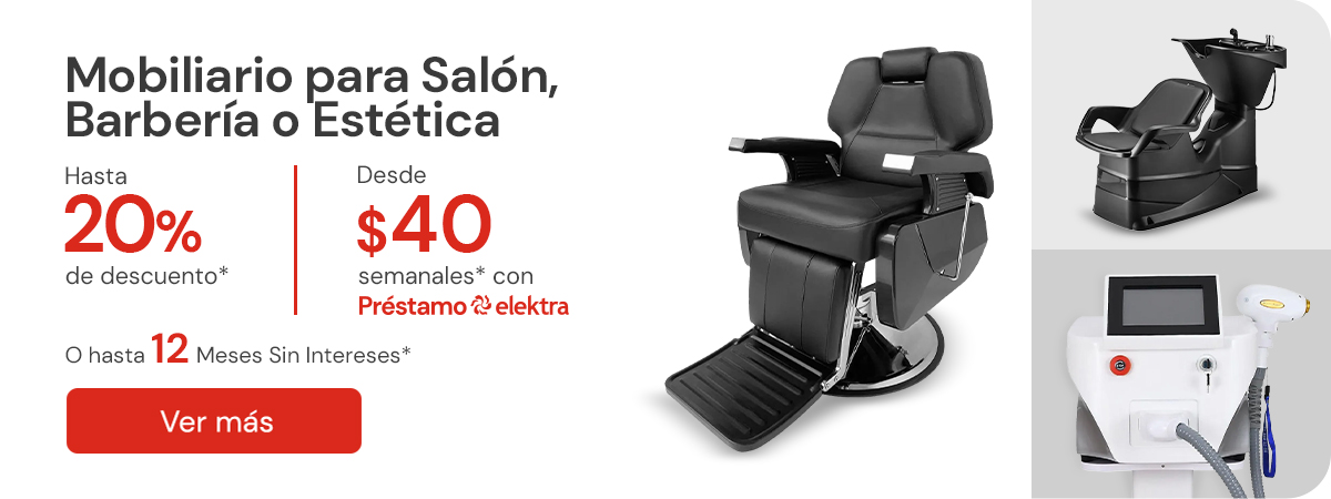 "Mobiliario, para tu studio , salon, barbería o estética hasta un 20% de descuento, desde $40 semanales Hasta 12 MSI"