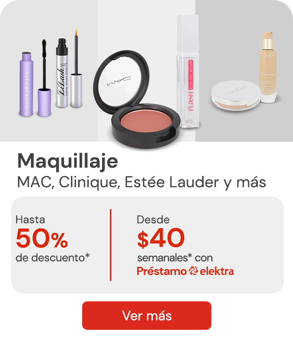 "MAQUILLAJE MAC, CLARINS, CLINIQUE, ESTEE LAUDER y más con hasta 50% de descuento desde $40 semanales "