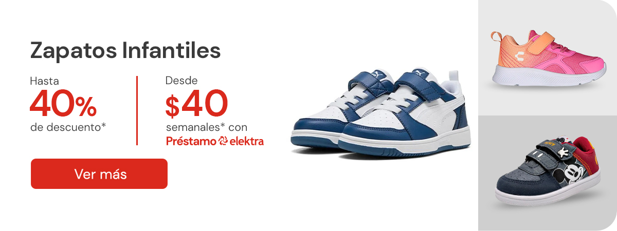 "Zapatos infantiles Hasta 40% de desceunto desde $40 semanañes"