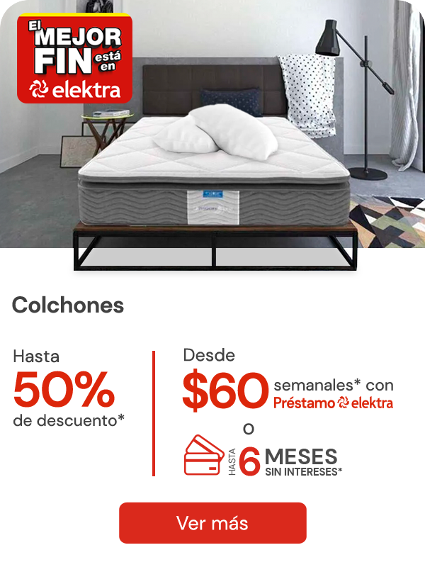Colchones con hasta 50% de descuento hasta 6 MSI o desde 59 semanales