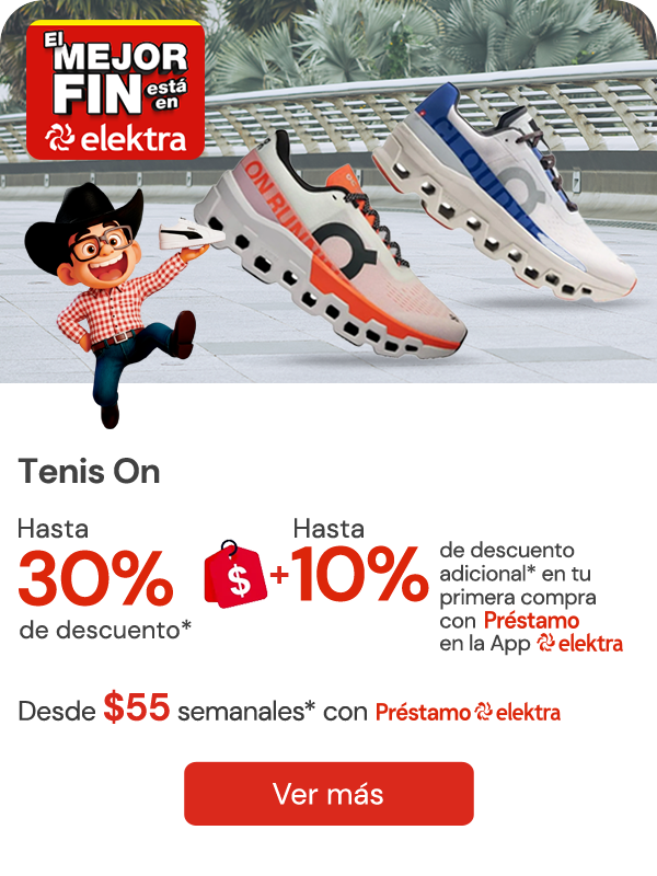 Tenis On. Hasta 30% de descuento- +10% en tu primera compra en la APP con Prestamo Elektra