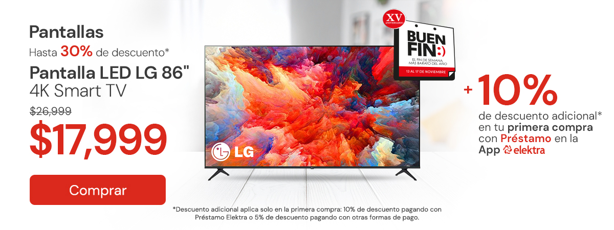 Pantallas Hasta 30% + Hasta 30% + 10% Primera compra app