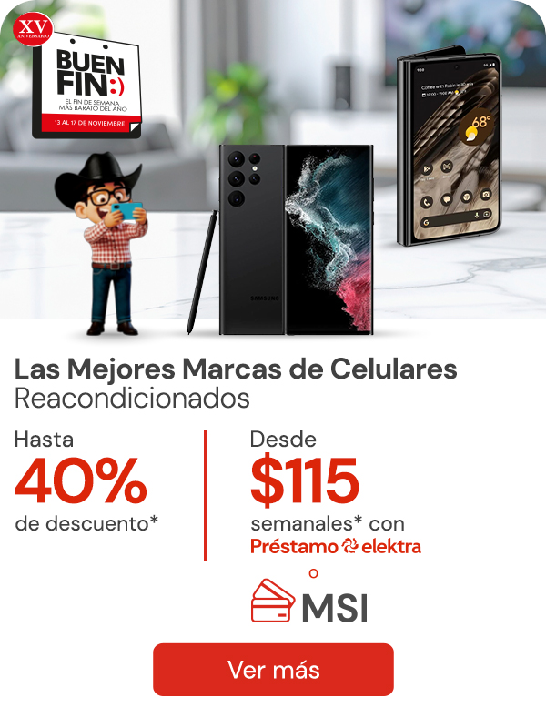 Las mejores marcas de celulares reacondicionados Hasta 40% Desde $114 semanales ó MSI y Envío Gratis