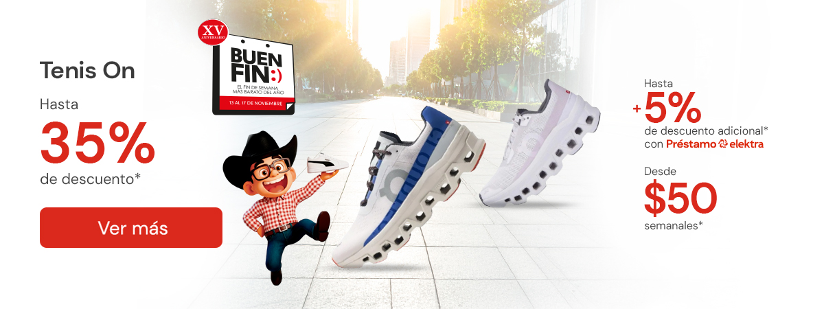 Tenis On. Hasta 35% + 5% adicional con prestamo desde $50 semanales