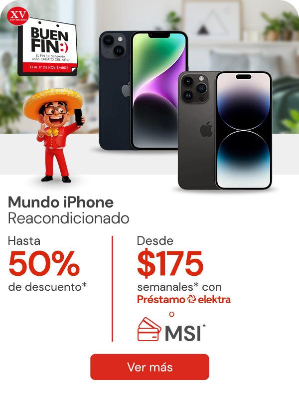 Mundo iphone reacondicionado Hasta 50% Desde $171 semanales ò MSI y Envío Gratis