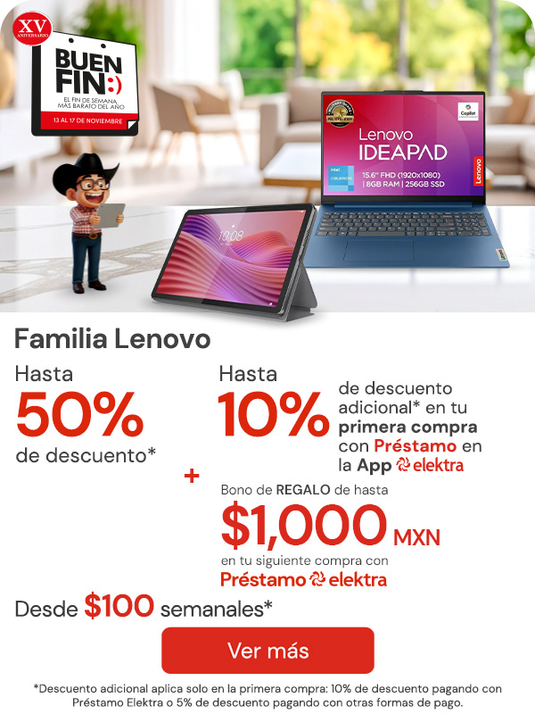Familia Lenovo Hasta 50% + 10% Primera compra app 
