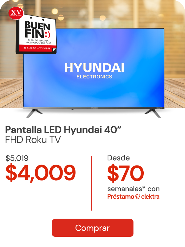 Pantalla de 40” Hyudai roku