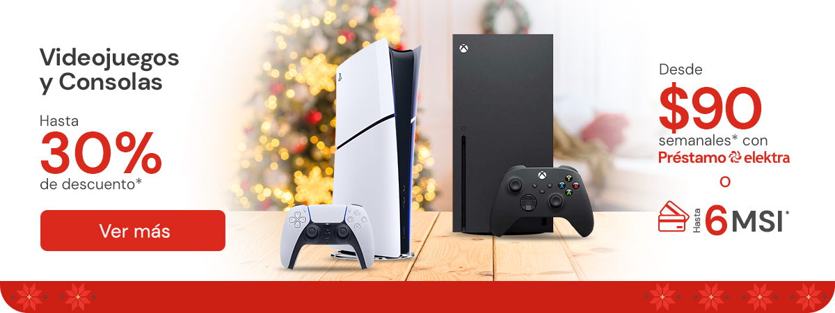 Videojuegos y consolas hasta 30% de descuento Desde:$90 semanales o hasta 6 MSI