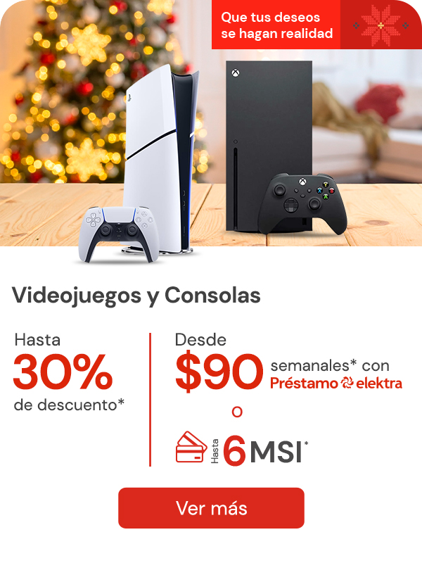 Videojuegos y consolas hasta 30% de descuento Desde:$90 semanales o hasta 6 MSI