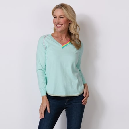 Rounded Bottom V-Neck Jumper