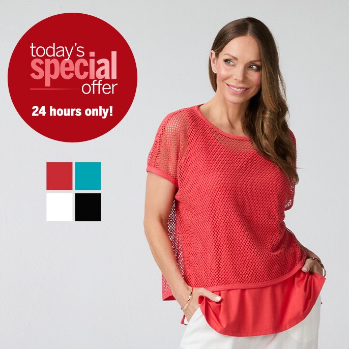 Today's Special Offer Mr. Max Open Knit Crochet Top with Tank