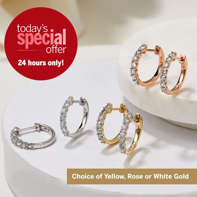 Today's Special Offer 0.50ct Natural Diamond Huggie Earrings 9ct Gold