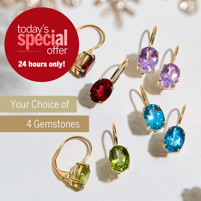 Today's Special Offer 1.80ct Gemstone Oval Drop Leverback Earrings 9ct Yellow Gold