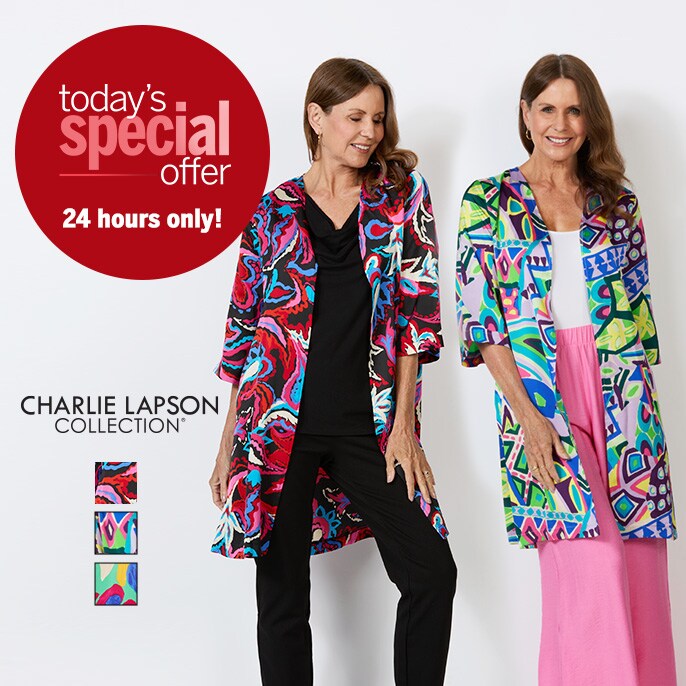 Today's Special Offer Charlie Lapson 3/4 Sleeve Bubble Shine Kimono