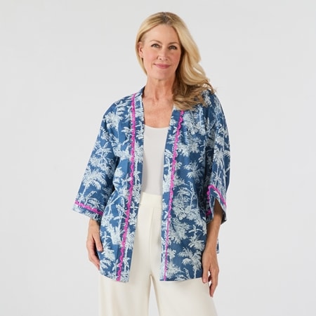 Naudic Lace Trim Detail Kimono