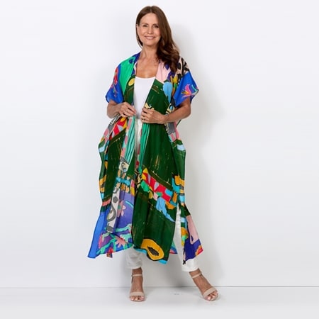 Solei Vase Print Maxi Kimono