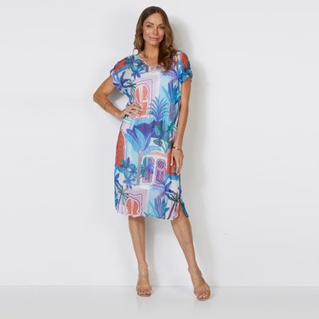 Cafe Latte Poly Georgette Dress with Slip