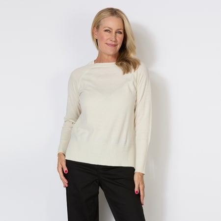 Bridge & Lord Merino Cashmere Crew Neck Raglan Sleeve Sweater