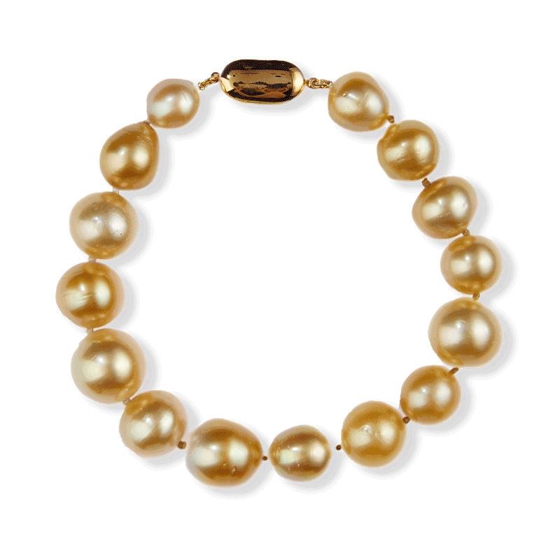Matahina 10-14mm Gold South Sea Pearl Bracelet Yellow Gold Plated SS
