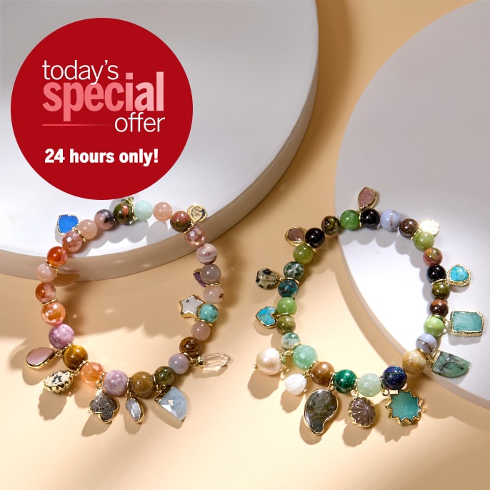 Today's Special Offer Hilary Joy Couture 150ct Multi Gemstone Charm Bracelet SS 19cm
