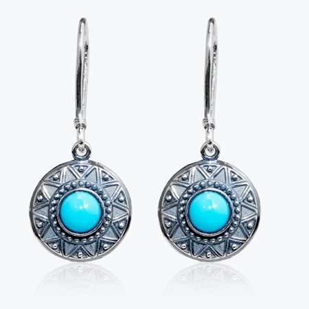 1.1ct Sleeping Beauty Turquoise Round Earrings Sterling Silver