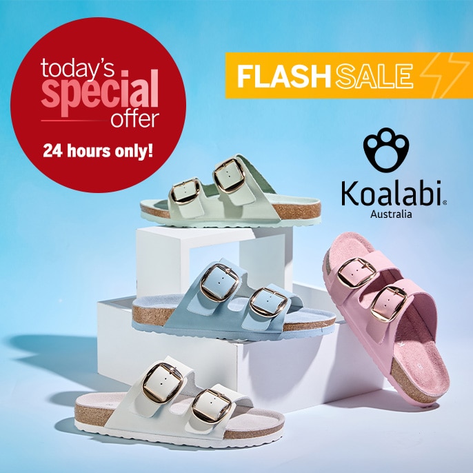 Today's Special Offer Koalabi Harbour Nubuck Leather Double Strap Slide Sandal
