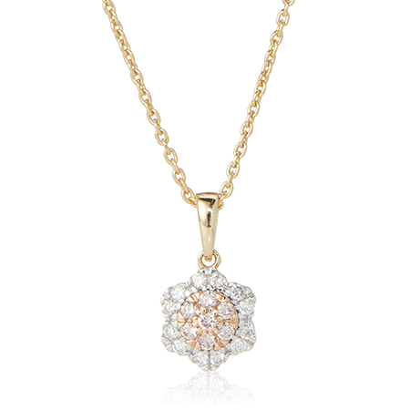 0.20ct Natural Pink & White Diamond Pendant Necklace 45 - 50cm 9ct Gold