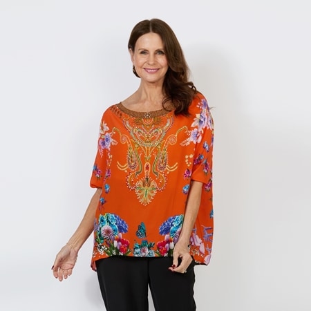 Silk Islands 100% Silk Michiko Mid Sleeve Dolman Top