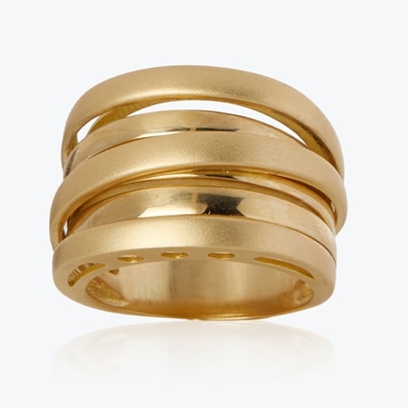 Unoaerre Iconic Two Textured  Crossover Ring  18ct Yellow  Gold