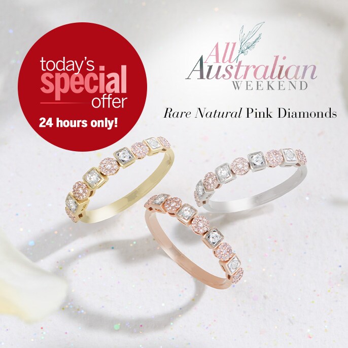Today's Special Offer 0.25ct Natural Pink & White Diamond  Ring  9ct Gold