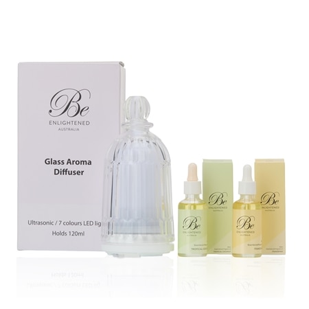 Be Enlightened Small Glass Diffuser with 2 Essential 50ml Oils