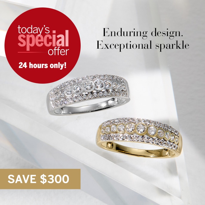 Today's Special Offer 0.50ct Natural Diamond Bezel Centre Multi Row Ring 9ct Gold