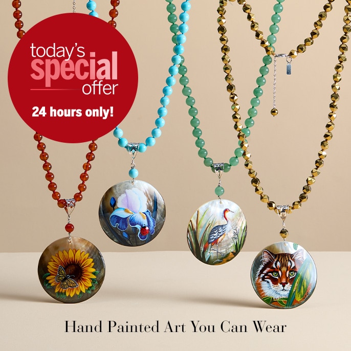 Today's Special Offer Amy Kahn Russell Hand Painted Pendant & Beaded Necklace Sterling Silver