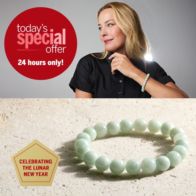 Today's Special Offer Gems of the Orient 10mm Natural Green Jade Stretch Bracelet 19cm
