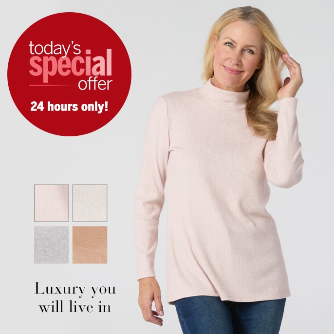 Today's Special Offer Mr. Max Cashmere Feel Ivy Knit Long Sleeve Mock Neck Top