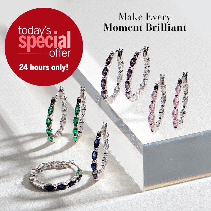 Today's Special Offer Diamonesque by Charlie Lapson 2.4ct tw Hoop Earrings Sterling Silver